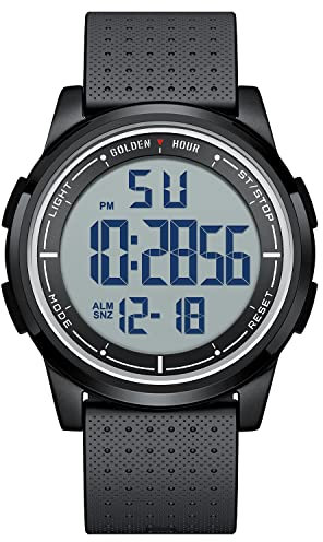 GOLDEN HOUR Ultra-Sottile Minimalista Sport Impermeabile Orologi Digitali Uomo con Display Ampio Angolo Cinturino in Gomma Orologio da Polso per Uomini Donne - Nero