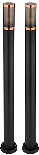 Stehleuchte Pollerleuchte Wegeleuchte Gartenlampen schwarz IP44 Standleuchte Balkon, Edelstahl Kupfer, 1x E27 Fassung, DxH 12,7x110cm, 2er Set