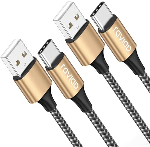 RAVIAD USB C Kabel, [2 Stück 2M] Ladekabel USB C Nylon Schnellladekabel Typ C Ladekabel für iPhone 16 15 Pro Max, Samsung Galaxy S23 S22 S21 S10 A73 A72 A53 Tab S6 Lite Huawei P30 P20 Lite Mi 10