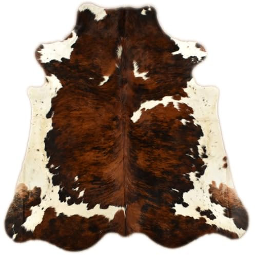 Kuhfelle Online & Nomad KUHFELL STIERFELL BRAUN Weiss Tricolor KUHFELL Teppich (XL: 230 x 200 cm)