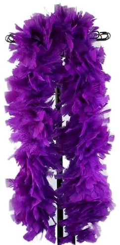 SYSUII Federboa Weihnachtsboa, 200CM Federboa zum Basteln Flauschige Truthahnfedern Federboa DIY Frauen Verkleidung Dekorationen Federstola Federschal für Weihnachten Karneval Theater -Lila