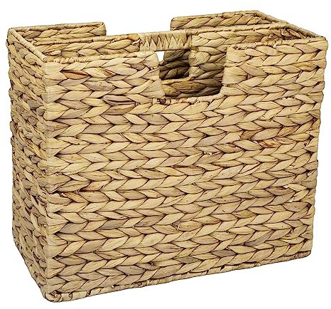 HMF Porte-revues tressé en jacinthe d'eau | 2 compartiments | 40 x 20 x 33 cm, Naturel