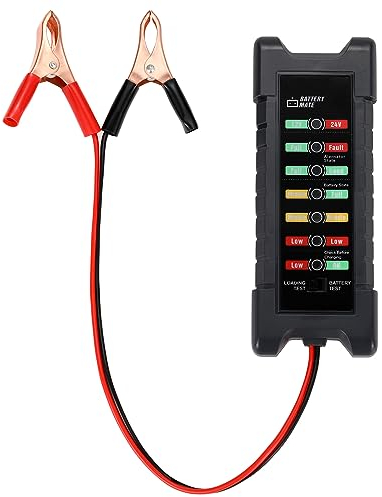 Greluma 1 Stück 12V 24V-Autobatterietester,Kfz-Lichtmaschinentester,Batterieprüfer,Analysator zur Überprüfung der Lichtmaschine und des Batterieladesystems mit LED-Anzeige