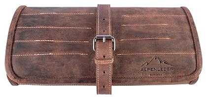 Alpenleder Werkzeug Rolltasche - MONZA (Handgefertigt) - Nachhaltiges Bio-Leder aus regionaler Landwirtschaft | Werkzeugtasche zum Aufrollen, Werkzeugmappe *Fair Produziert* (33x71cm, Old Havanna)