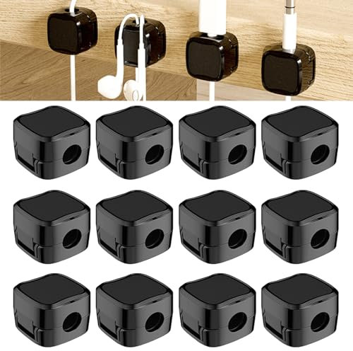 gotyou 12 Pezzi Clip per Cavi, Clip Fermacavi da Parete, Organizzatore di Cavi, Organizer per la Gestione dei Cavi, Organizer a Clip per Cavo per Scrivania, Comodino, Cavi di Ricarica, HDMI, USB