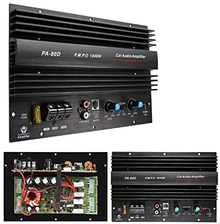 Amplificatore audio stereo, 12V 1000W Scheda Amplificatore Mono Amplificatore di Potenza for Auto Potente Subwoofer for Bassi Amp for Modifica Auto per sistema home theater con altoparlanti passivi