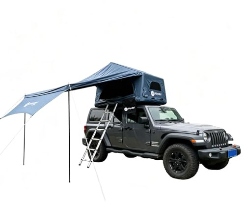 TentHome 2 Person Inflatable Car Rooftop Tent Easy Set-up Large Outdoor Glamping Camping Tent for SUV,Truck and Universal Auto Self-Driving Touring (Gray with 90° awning (220cm x 145cm x 140cm))
