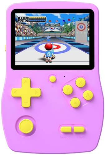 Aojiao 32 bit Consola Juegos Portátil para Niños con 139 Videojuegos, Reproductor de Juegos con Pantalla IPS de 3.0 y Batería Recargable, Mini Juegos de Viaje Regalos para Niños Niñas (Púrpura)