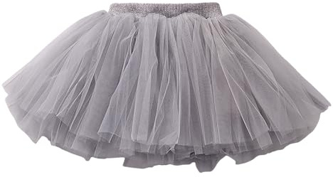 Aoklidil Falda de tul para niños, falda suave de tutú, sólida, malla de carnaval, tul para niños, adorable y esponjosa, minifalda de princesa para niñas de 0 a 7 años, gris, 6-7 años