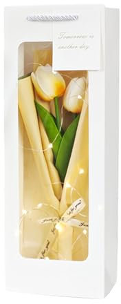 Tulipani artificiali con steli, decorazioni per la festa della mamma falsi tulipani fiori artificiali finto fiori pu steli di tulipani bouquet di primavera composizione floreale casa festa ufficio