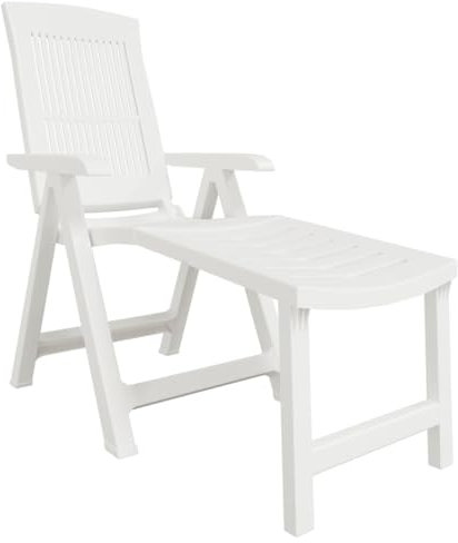 Lettino prendisole bianco in plastica – Lettino da giardino per terrazza e giardino – resistente alle intemperie e facile da pulire – perfetto per rilassarsi e prendere il sole