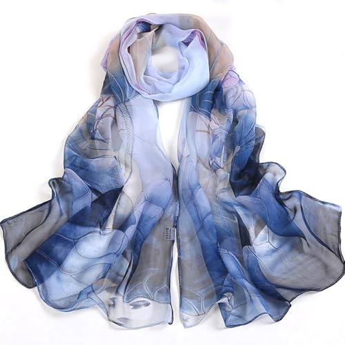 MUNSKT Foulard Femme écharpe pour Légère Fleur de Bleu pour la Plage le Quotidien Fête Banquet