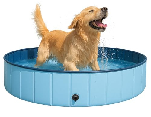 Hundepool faltbar – Robustes Planschbecken Pool für Hunde & Katzen, rutschfest mit Ablassventil, tragbar & in verschiedenen Größen erhältlich. (160 x 30 cm)