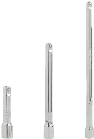 3 Pièces Rallonge 3/8 75 mm, 150 mm, 200cm, Rallonge Cliquet 3/8'', Rallonge Pivotante, Rallonge de Cliquet en Acier au Chrome Vanadium, pour Atteindre les Zones Difficiles, Surface Chromée Polie