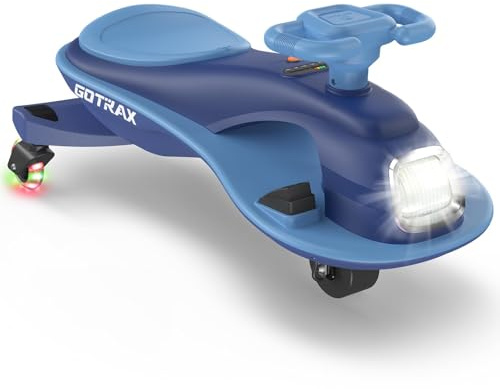 Gotrax WG1 Electric Wiggle Car for Kids, 12V Big Battery up to 120Min Playtime, Music Speaker &Rear Flash Wheels, Battery Display & Easy Assembly w/Pedal Throttle, Crazy Cart Gift for Ages 3+, 132Lbs