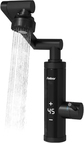 Grifo de agua con calentador de paso con tobera universal para cocina,Armadura de acero inoxidable con calentador de paso suministro con pantalla digital, 230v Grifo eléctrico
