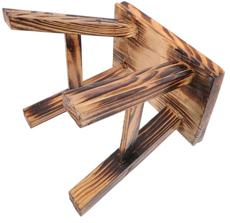 STOBAZA Taburete y Diseño Fácil de Almacenar Rústico de Madera de Pino Bordes Redondeados Adecuado como Reposapiés Cambiar Zapatos para Hogar y Dormitorio