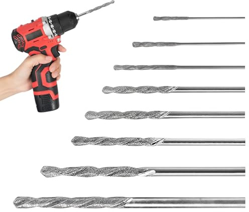 LUMOOM Set di 8 punte diamantate professionali, punte per piastrelle, 0,8 – 3,5 mm, mini punte elicoidali ad alta precisione, per gioielli, ceramica, metallo, vetro, giada, pietra, conchiglie