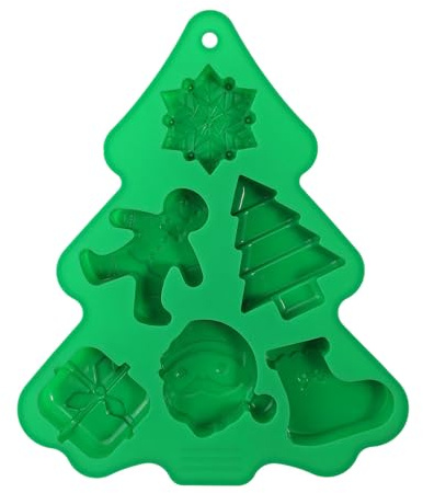 Masoog Moules En Silicone Pour Chocolat De Noël - 6 Cavités Ustensiles De Pâtisserie En Silicone - Moules 3D De Fêtes Avec Flocon De Neige, Arbre Et Santa,Pour Pâtisserie Chocolat Cookie Fondant