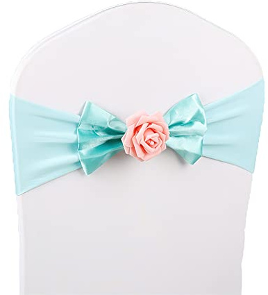 Stolsöverdrag, Stolsbågar i satinspandex med rosenkula i flerfärgat paket med 10/20/50/100 st(Blue,100PCS)