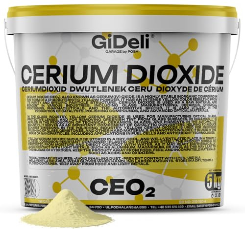 GiDeli Ceriumoxid (Ceroxid, CeO₂) Glaspolitur 5 kg Polierpulver – Kratzerentferner für Glas, Scheinwerfer, Windschutzscheibe, Spiegel & Acrylglas – Profi Poliermittel
