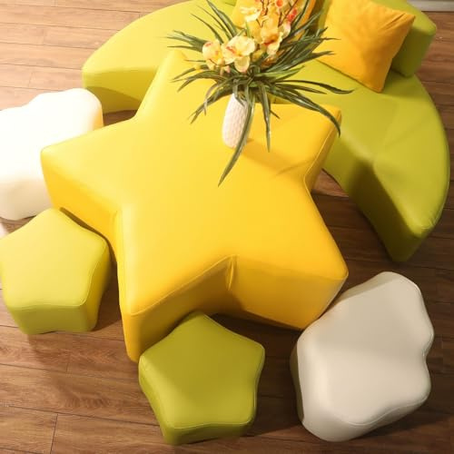 KIBONCY Stern- und Mondsofa – themenbezogenes Kindersofa, Tisch und Stuhlpaket for die frühe Bildung und Leseecken(A)