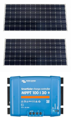 Solare Pronto Kit solaire - 12 V 2 panneaux solaires + chargeur Smart Solar MPPT 100/30 photovoltaïque pour camping-car et bateau - Compatible avec Victron
