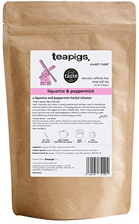 Teapigs Liquorice and Peppermint Loose Tea Made With Whole Tea Leaves, Natural Ingredients, Non-GMO, Caffeine-Free – 1 Pack of 250g Loose Tea