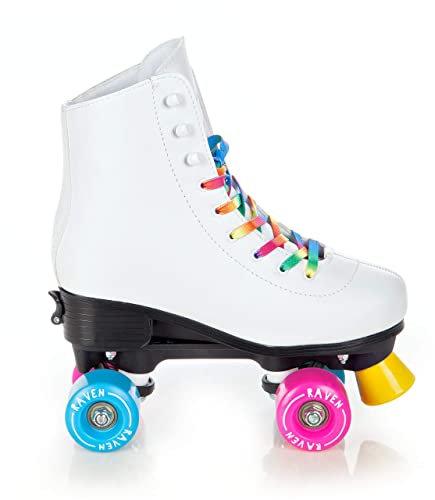 RAVEN Rollschuhe Roller Skates für Kinder Erwachsene Mädchen Damen verstellbar (Iris White, 31-34 (20-21,5cm))