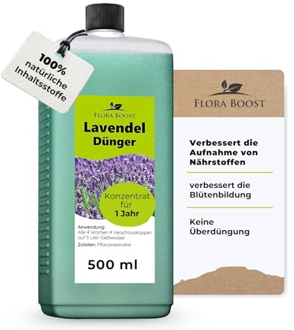 Flora Boost Lavendel Dünger Flora Boost 500ml I Für bis zu 100L Gießwasser I Blüten Dünger für Lavendel Pflanzen I Flüssiger Blatt- & Wurzeldünger I 100% natürlicher Pflanzendünger