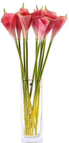 cn-Knight Künstliche Calla-Lilien, 66 cm langer Stiel, Arum-Lilie, für Heimdekoration, Tafelaufsätze, Hochzeit, Brautstrauß, helles Purpurrot, 10 Stück