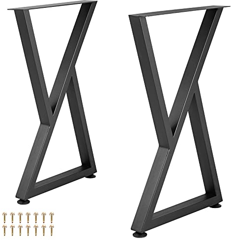 VEVOR Tischbeine, 71,1 x 45,7 cm Tischkufen, 2er-Set, robuste Bankbeine, Z-förmige Tischfüße aus Metall, Tischgestell aus Schmiedeeisen, Heimwerker-Möbel für Esstisch mit Gummi-Bodenschonern, Matte