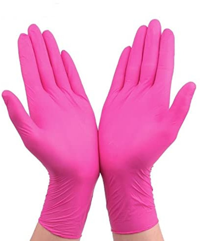 NIAN 100 Uds. Guantes Rosas para Alimentos, Guantes de Goma de nitrilo Desechables, Guantes universales para Cocina, Limpieza del hogar, jardinería, Guantes Negros morados