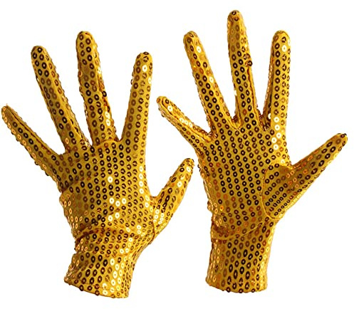 AUSUAYA Damen Kostüm Dress Up Tanzhandschuhe für Valentinstag, Cosplay, Partyshow, Kostümzubehör GB-G-2, gold, One size