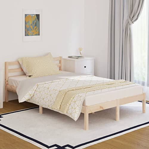WIFESE Einzelbett Massivholzbett Kiefer 120x200 cm Braun Jugendbett Bettgestell Betten Palettenbett Bettrahmen mit Komfortables Kopfteil Moderner Stil Langlebig Geeignet für Jedes Schlafzimmer