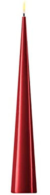 LED Kegelkerze Deluxe Homeart mit Echtwachs überzogen 3D Flamme 28 cm - (Burgogne)