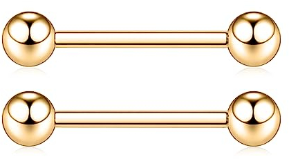 hengkaixuan G23 Titan Nippelpiercing 14 Gauge Nippelschmuck Gold Nippelringe gerader Stab Körperschmuck Nippelpiercing Augenbraue Innengewinde Zungenpiercing Nippelstege 20 mm