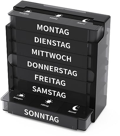 Opret Tablettenbox 7 Tage Morgens Mittags Abends, Medikamentenbox 7 Tage Pillendose 7 Tage 3 Fächer Pillenbox 7 Tage Pillenbox Tablettendose Tabletten Organizer Wochenbox