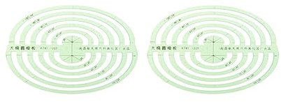 2 Set 1 Stück Kunststoff Zeichenschablonen Messen Geometrische Lineale Groß Oval