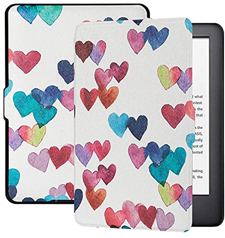 NAWVNMI Hülle Für Kindle Bedruckte Hülle Kompatibel Mit Amazon Kindle Voyage E-Reader, Harte Schutzhülle Für Voyage 2014, Modell Nr. Nm460Gz, Buntes Herz, Kindle Voyage