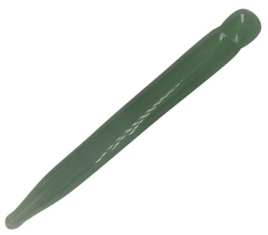 Jade Massagestab für Gesicht und Beine, Grün, Naturstein | Punktmassagegerät für Vielbeschäftigte, Gua Sha Massagegerät, Augenmassagestift