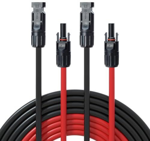 ECO-WORTHY Solarkabel 4mm² mit Solarstecker,2x5m Solarkabel Verlängerungskabel, PV Kabel Solarleitung Verlängerungskabel für Solaranlage Solarpanel Verlängerung | Witterungsbeständige PV‑Leitung, passend für die Stromverlängerung Ihrer Solarpanel‑Anlage