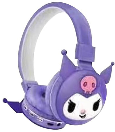 Roffatide Cartoon Foldable Lightweight Bluetooth Headphones for Travel/Office/Cellphone/PC Via App Deep Bass Comfort Fit Ear Cups, for Home Office Travel Purple