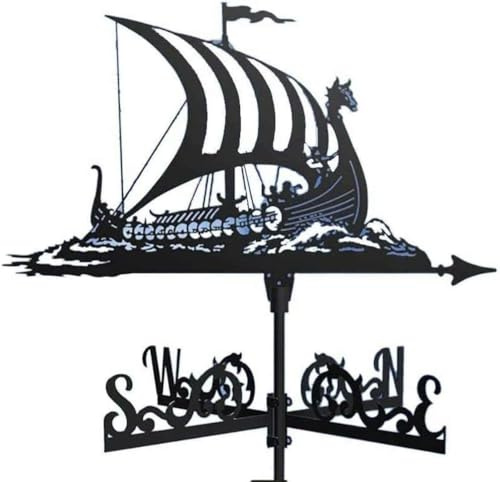 Girouette Dragon en acier inoxydable - Outils de mesure professionnels - Piquet de jardin rétro et girouette avec montage sur toit - Viking Battleship||Normal