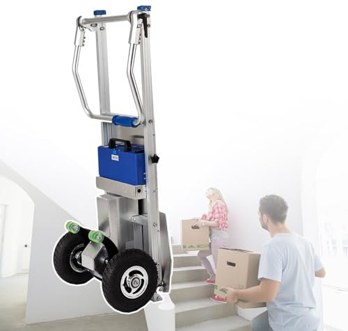 200kg Electric Stair Climbing Hand Trucks Cart, Powered Motor Electric Stair Climbing Dolly Battery Powered for Moving, Heavy Duty Electric Stair Climber, Aluminum