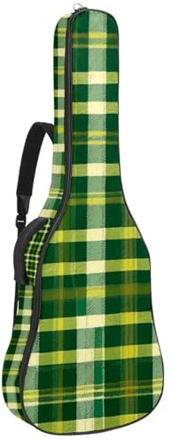 Schöne Gitarrentasche für 40/41/42 Zoll Gitarren Wasserdicht Mehrere Taschen Pink Retro Plaid, Mehrfarbig Nr. 08, 42.9x16.9x4.7 in, Gitarrentasche
