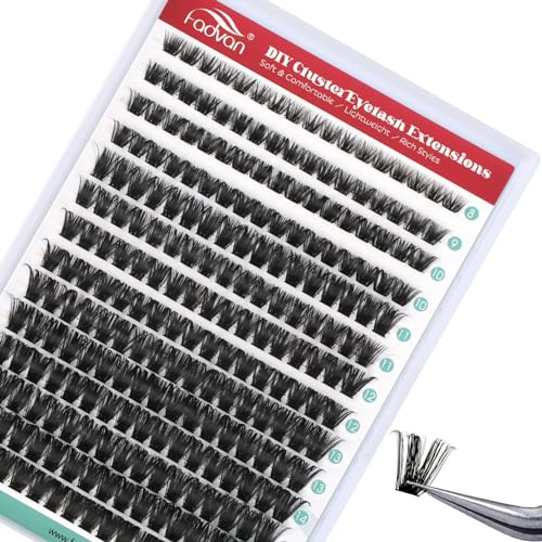 FADVAN Extension Faux Cils Naturel Cluster Lashes 80D D Curl 8-16mm | Faux Cils Individuel en Soie Naturelle, 280PCS,Léger et Confortable à Porter, Facile à Appliquer DIY à la Maison
