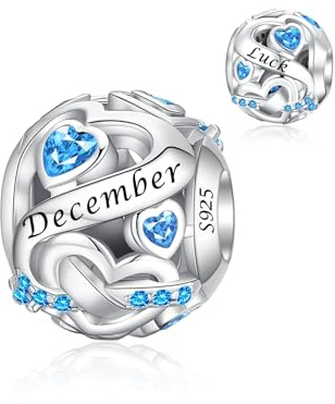 Alstiva Geburtsstein Charm 925 Sterling Silber 5A Zirkonia Anhänger für Europäische Armbänder und Halsketten - Schmuck Geschenk für Damen