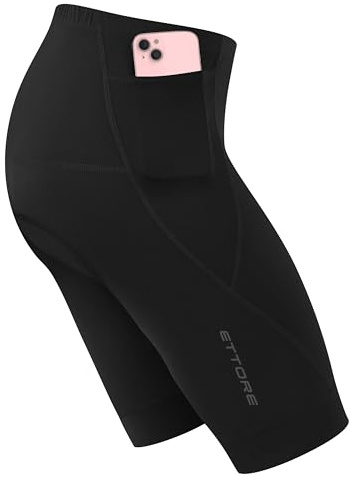 Ettore Ladies Padded Cycling Shorts with Pocket Breathable Quick Dry Road Bike Bicycle - Arrow - Black - L