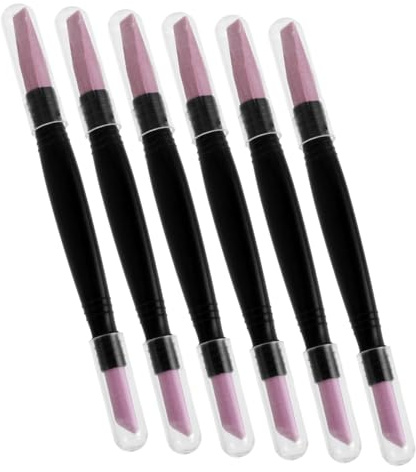 Bolígrafo Pulidor de Doble Cabezal para Uñas, Negro, 6piezas | Plástico, Uso en Salón y Manicura, Fine Workmanship y Precisión para Retirar Cutícula
